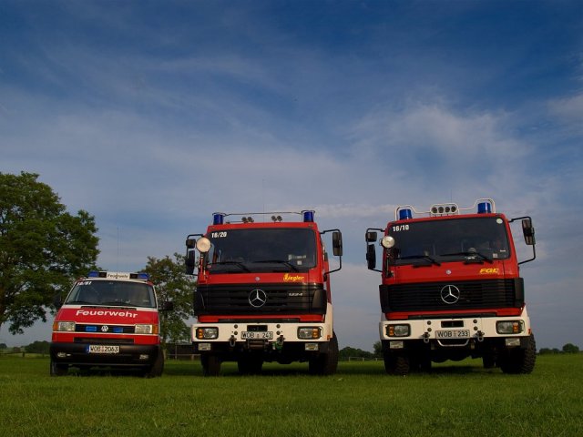Die Fahrzeugflotte der Freiwilligen Feuerwehr Heiligendorf im Jahr 2010, Foto: Freiwillige Feuerwehr Heiligendorf