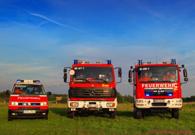 Die Fahrzeugflotte der Freiwilligen Feuerwehr Heiligendorf im Jahr 2012, Foto: Freiwillige Feuerwehr Heiligendorf
