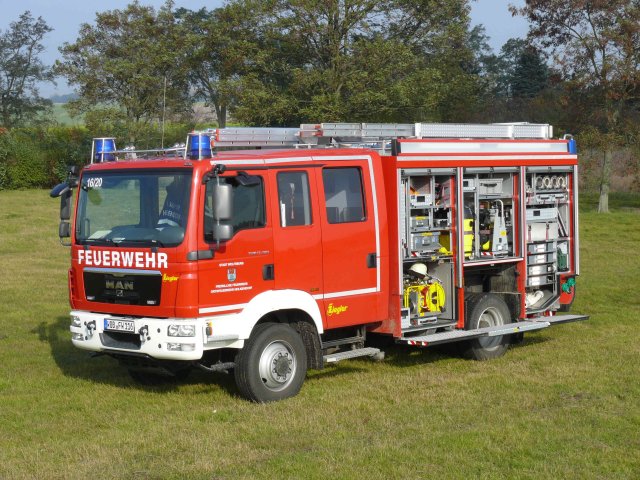 Das fertig ausgerüstete HLF 20/16, Geräteräume linke Seite, Foto: Freiwillige Feuerwehr Heiligendorf