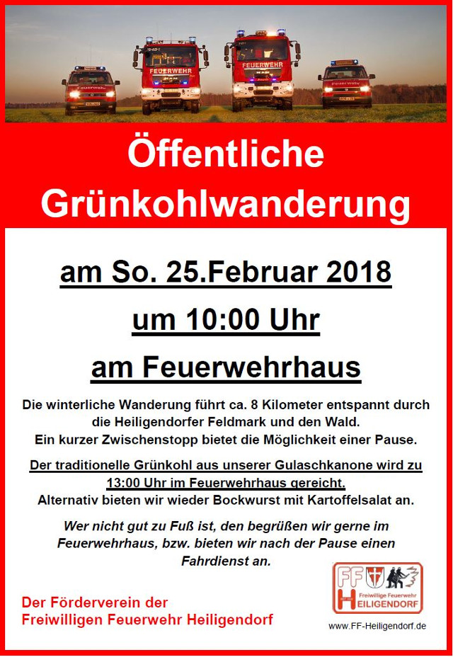 Einladung zur Grünkohlwanderung 2018, Foto: Freiwillige Feuerwehr Heiligendorf