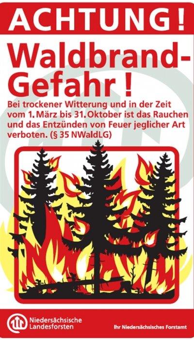 Plakat: ACHTUNG! Waldbrandgefahr! Niedersächsische Landesforsten