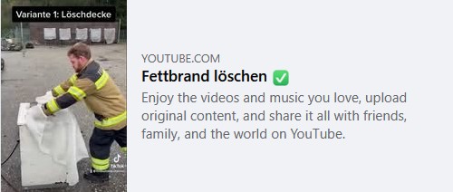 Video 'Fettbrand löschen', Quelle: YouTube
