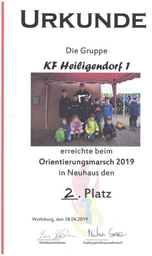 Urkunde Orientierungsmarsch Kinderfeuerwehr Heiligendorf 1