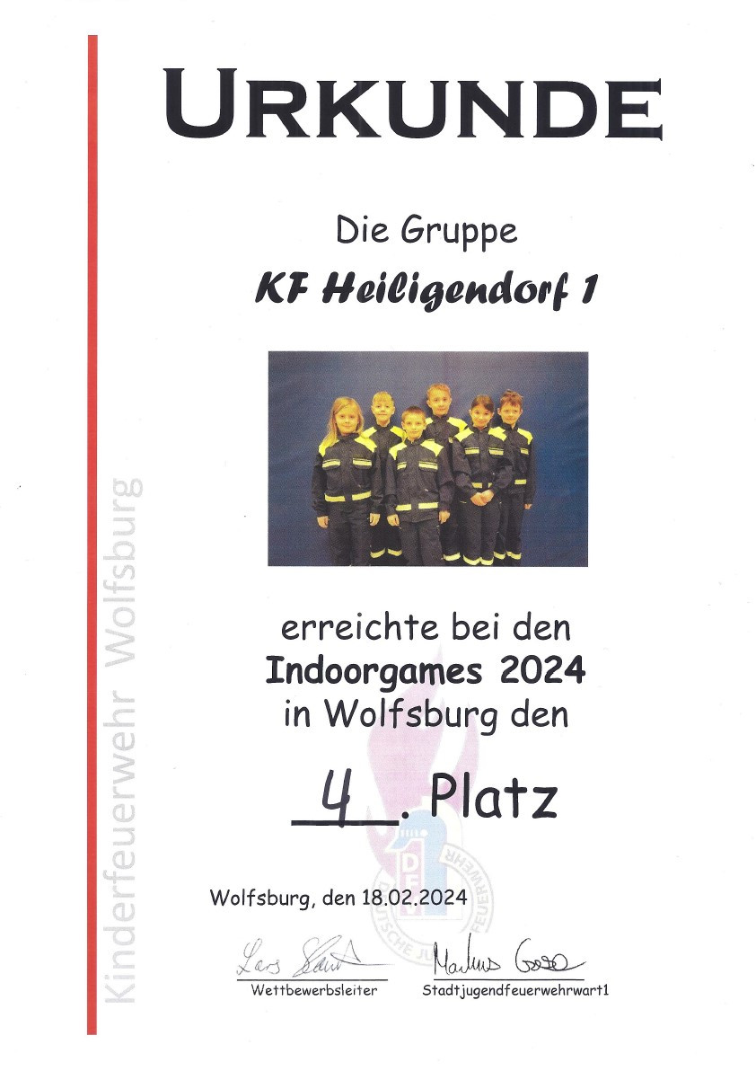 Bei den Indoorgames 2024 der Kinderfeuerwehren errangen die Schunterfunken die Plätze 3 und 4