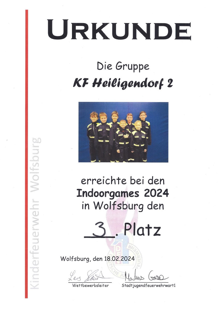 Bei den Indoorgames 2024 der Kinderfeuerwehren errangen die Schunterfunken die Plätze 3 und 4
